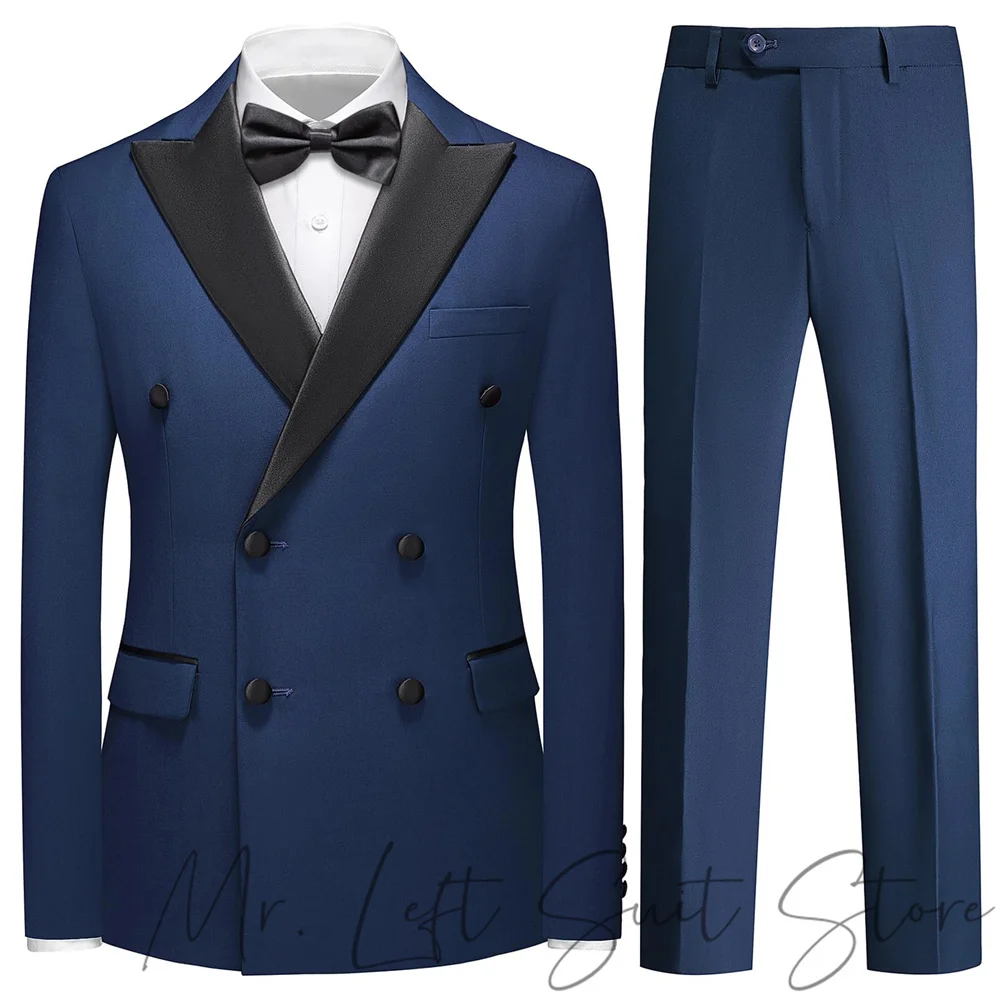 

New Men's Slim British Wedding Solid Color Dress Blazer Male 2 Piece Suit Coat Pants Trousers Waistcoat Best Man Groom Tuxedo