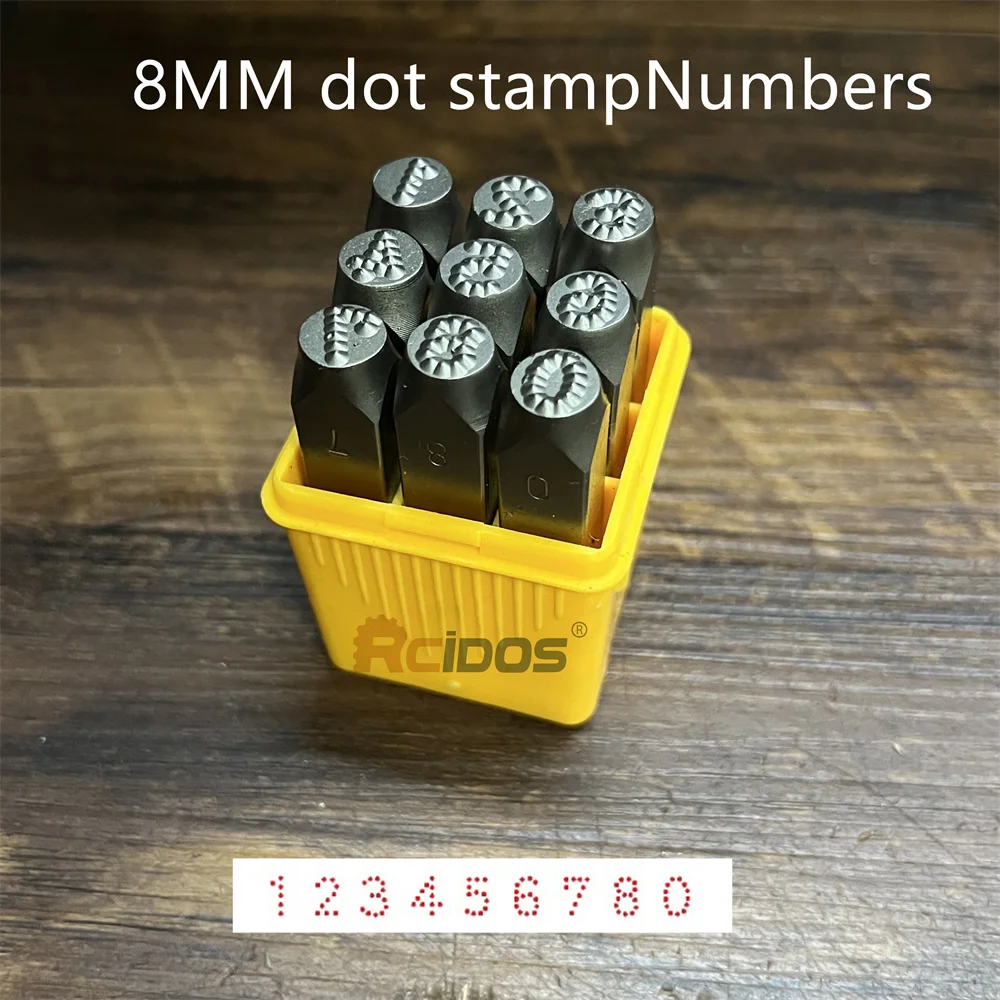 German style 8mm Numbers Dotted/lattice Motorbike,RCIDOS car chassis number dot stamp 0-8,9pcs/box