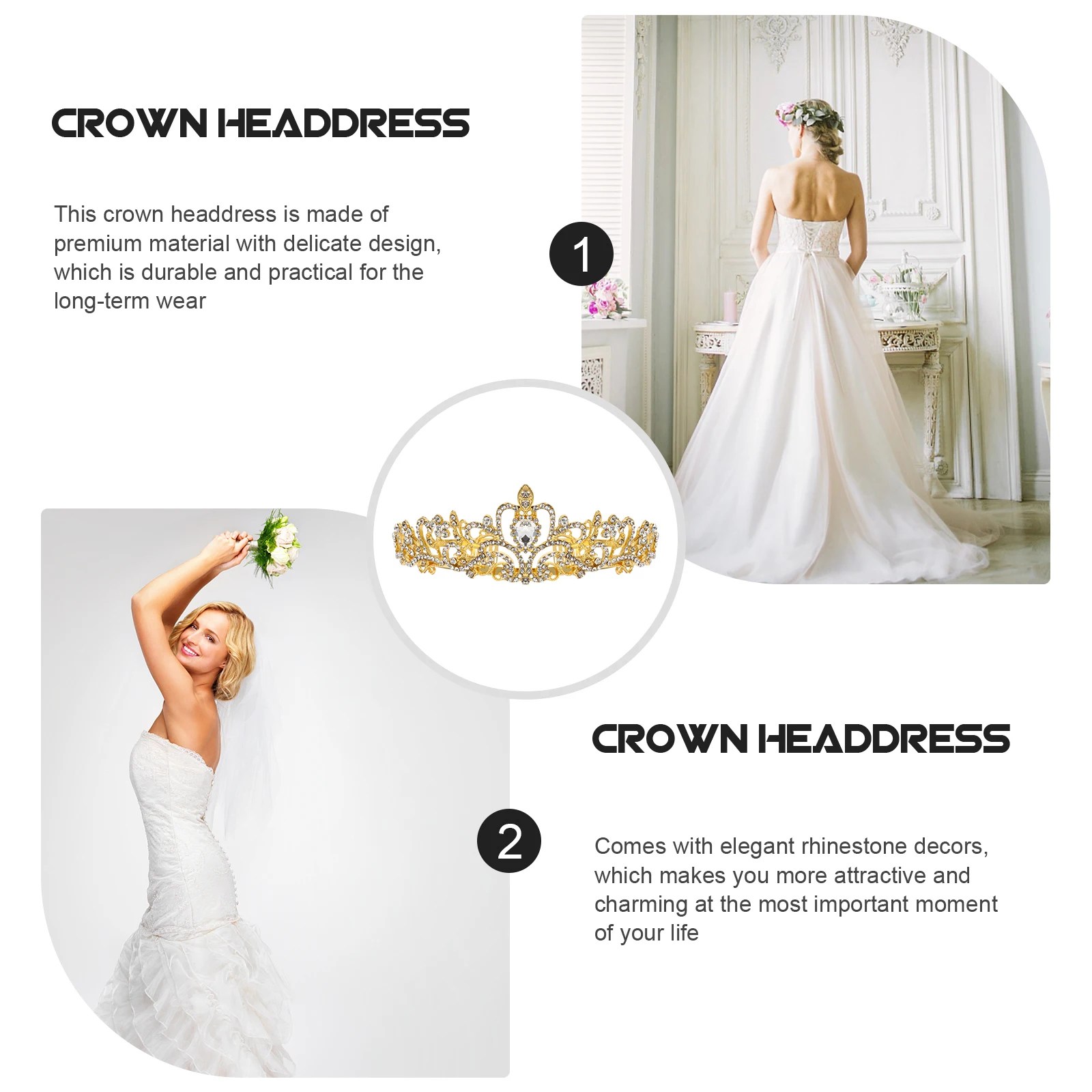 

Rhinestone Crown Bridal Headdress Woman Party Wedding Tiara Girl Alloy Decor Durable Comfortable Occasion Hair nament