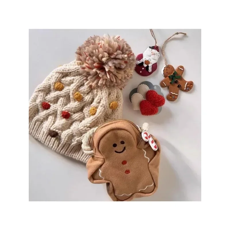 Japanese Korean Cartoon Cute Smiling Mr. Christmas New Year Bag Gingerbread Man Shoulder Crossed Mobile Phone Change Storage