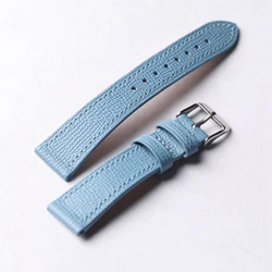 Handmade Glacier Blue Genuine Leather Strap, 18 19 20 21 22, Soft and Ultra-thin Head Cowhide Bracelet, Men's Vintage Style