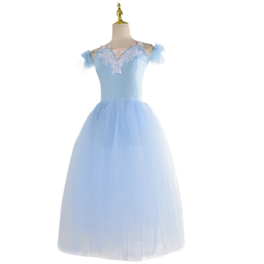 Costume de Ballet Giselle romantique pour filles, longue robe en Tulle veloutée avec manches bouffantes, tenue de ballerine de chœur aux couleurs pastel
