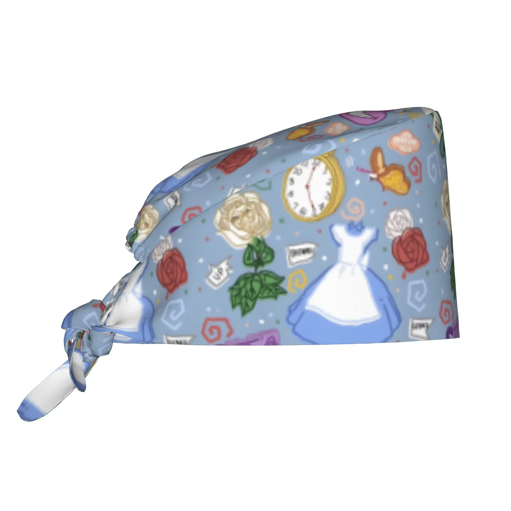 Custom Adjustable Alices Anime Wonderlandes Working Hat Women Men Cartoon Surgical Hat Scrub Nursing Doctor Surgeon Cap for Chef