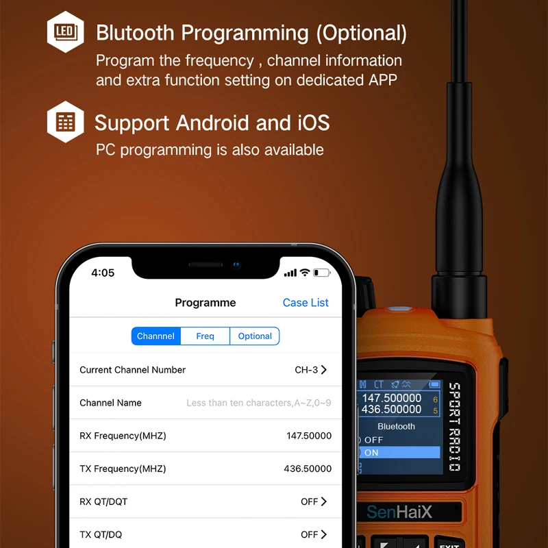 Senhaix8800 wielofunkcyjny ręczny walkie talkie app Bluetooth pisanie częstotliwości dwuzakresowy mobilny stacja samoobsługowa podróż