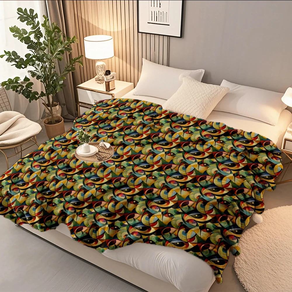 

Cozy Flannel Cozy Blanket Between Curves And Angles Bohemian Knit Throw Coverlet Featuring Lightweight Ultra-soft Touch Blankets