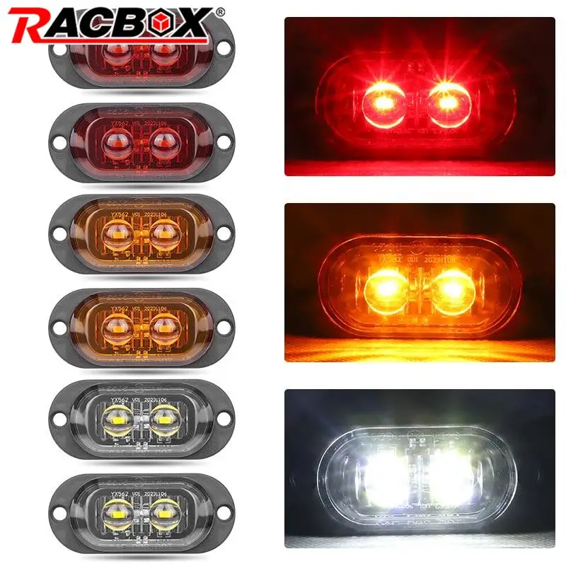 2 LED Truck Side Marker Lights Mini Lens Trailer Light Turn Signal Lamp Warning Stop Lamp For Car Tractor Caravans Lorry 12V 24V