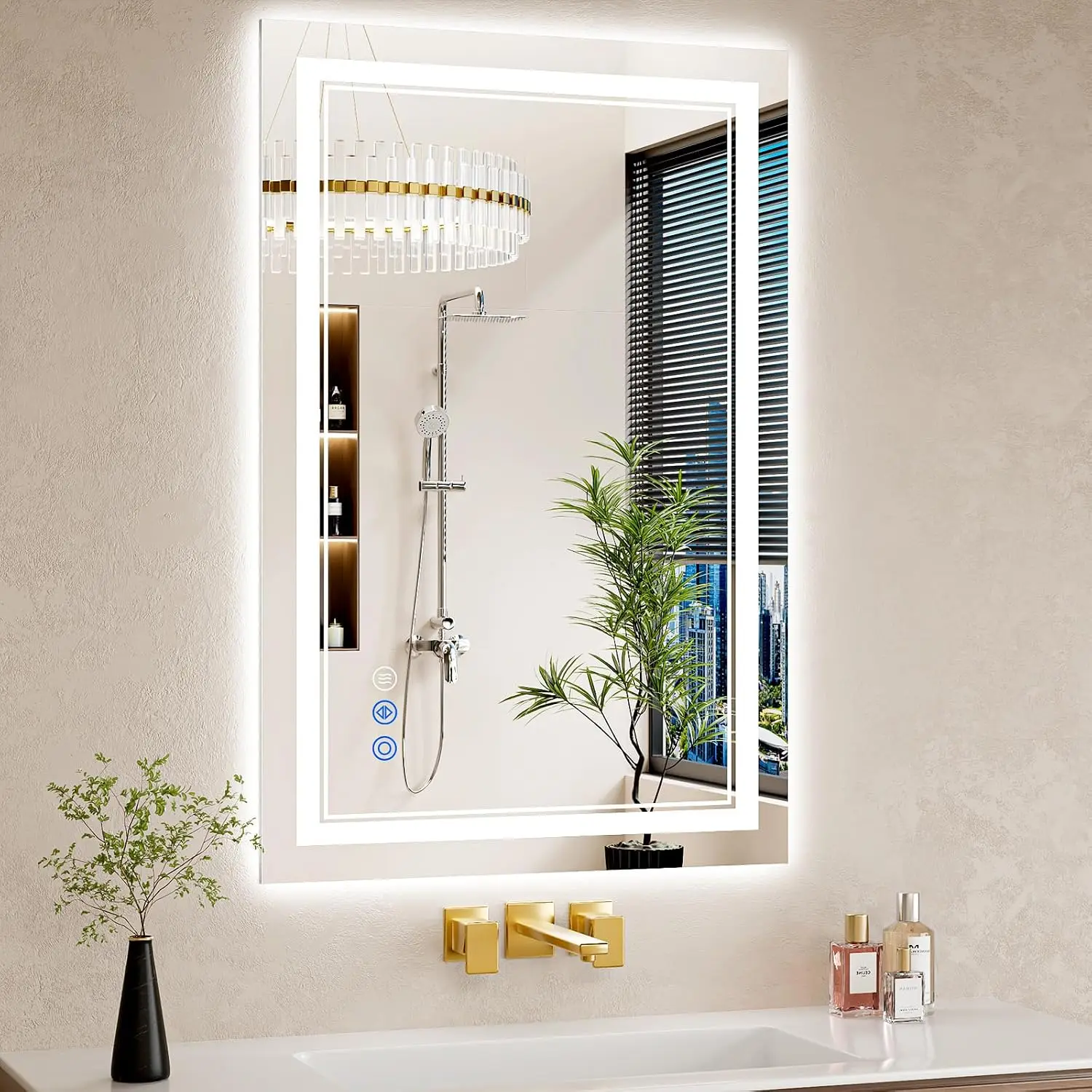 24X36 LED Bathroom Mirror with Lights, Anti-Fog, Backlit + Front Lit, Dimmable, Led Vanity Mirror for Wall, Lighted Bathroom