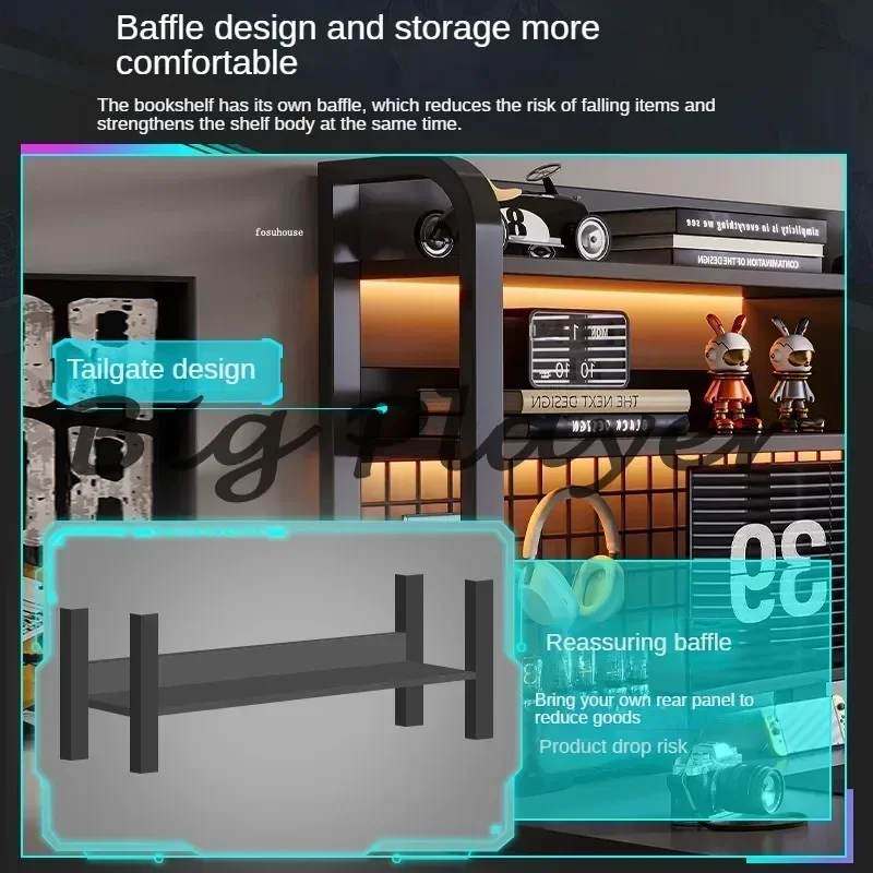 Nordic Wooden Computer Desks Office Furniture Home Storage Desktop Gaming Table  Writing Desk Integrated Desk Bookshelf