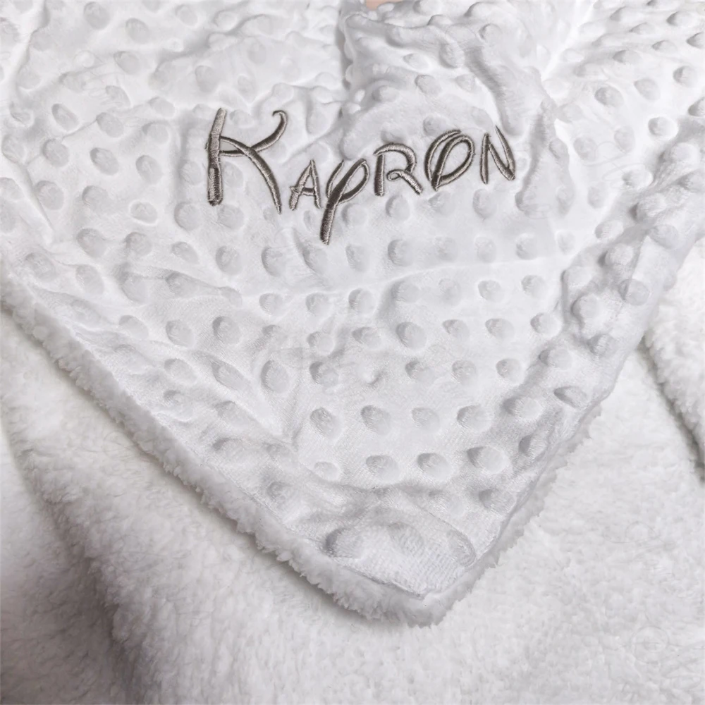 

Baby Plush Blanket Personalized Name Double Layer Thickened Soft Cotton Blanket Custom Embroidered Name Baby Shower Gift Blanket