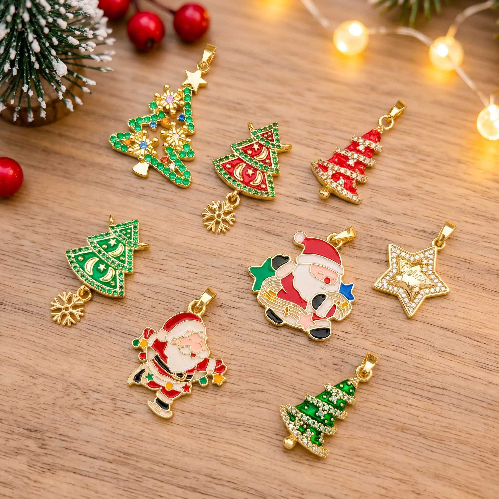 Christmas Copper-plated Accessories Christmas Tree DIY Pendants Jewelry Components