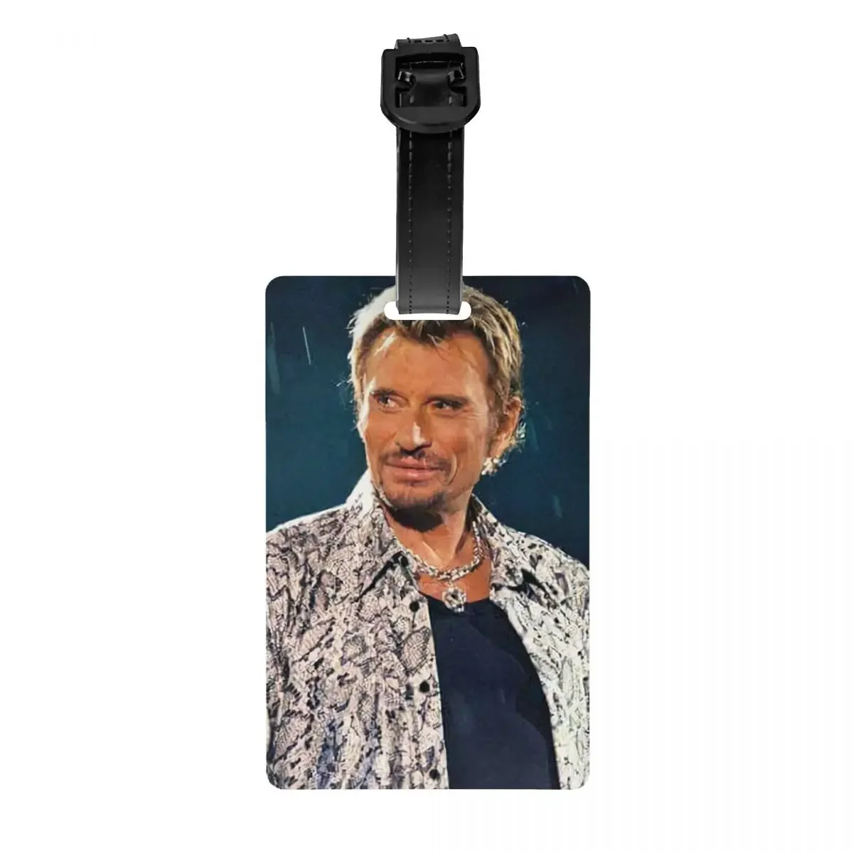 

Custom Hallyday Luggage Tag With Name Card French Pop Singer Privacy Cover ID Label for Travel Bag Suitcase