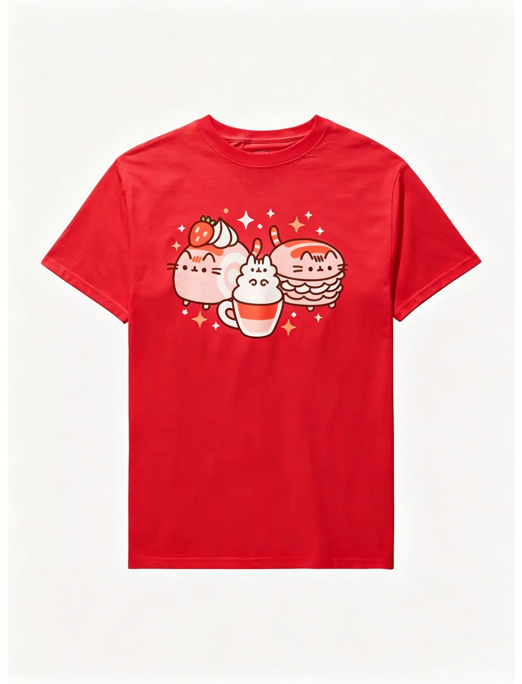 Pusheen Bakery Sweets Boyfriend Fit Girls T-Shirt 2026 Summer Sweet Couple Dress Girlfriend Gift Y2k Clothing Pure Cotton Shirt