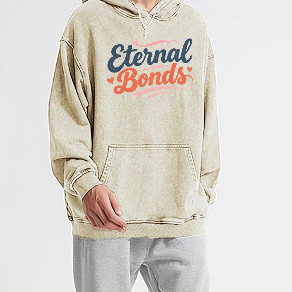 

Casual Washed Hoodie Casual Sweatshirt Graphic Fashionable 100% Cotton Comfortable Soft Breathable Cartoon Sternal Bonds