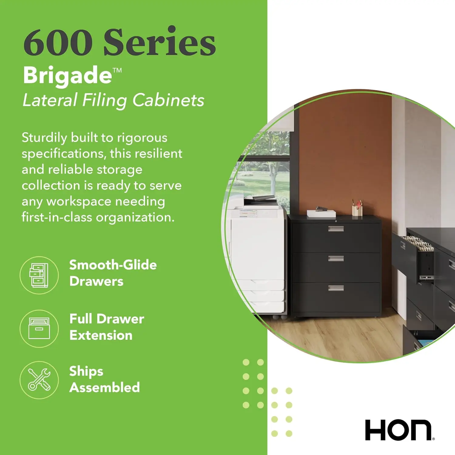 3 Drawer File Cabinet with Lock - 600 Series Lateral Metal Filing Cabinet for Home Office - Locking Office Storage Cabinet