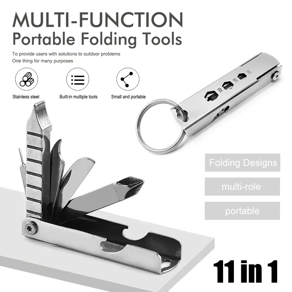 8-in-1 EDC Keychain Multitool with SIM Pin, Screwdriver, Bottle Opener for Outdoor Survival, Camping, Hiking Gear