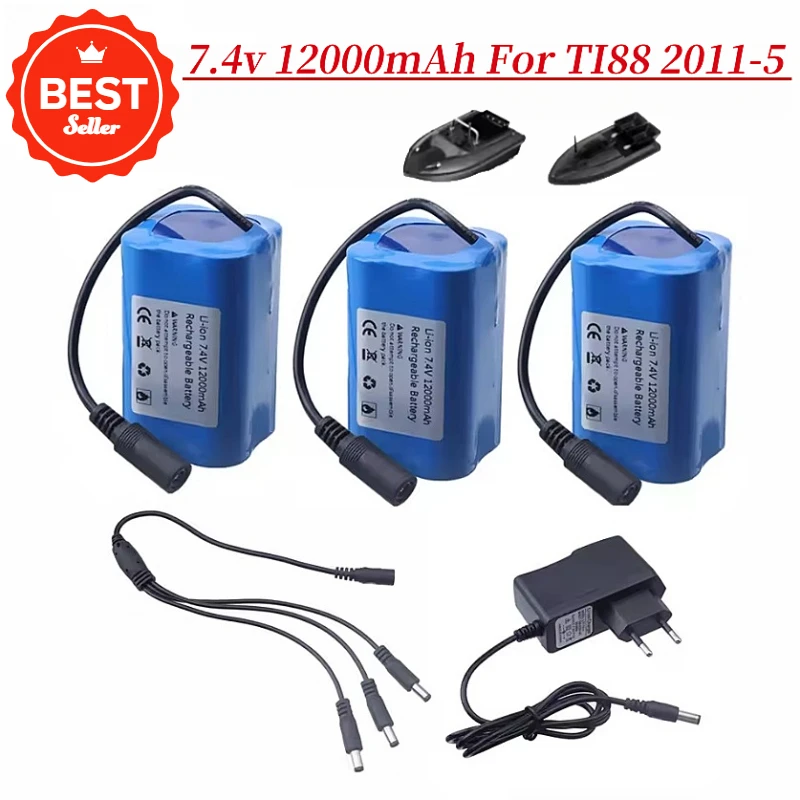 

7.4V 12000mAh Battery with USB Charger For T188 T888 2011-5 V007 C18 H18 Remote Control RC Fishing Bait Boat Spare Battery Parts