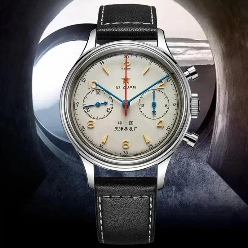 Vintage 1963 Pilot Quartz Watch for Men 42mm Retro Automatic Style Waterproof Chronograph Dress Wristwatch Relogios Masculinos