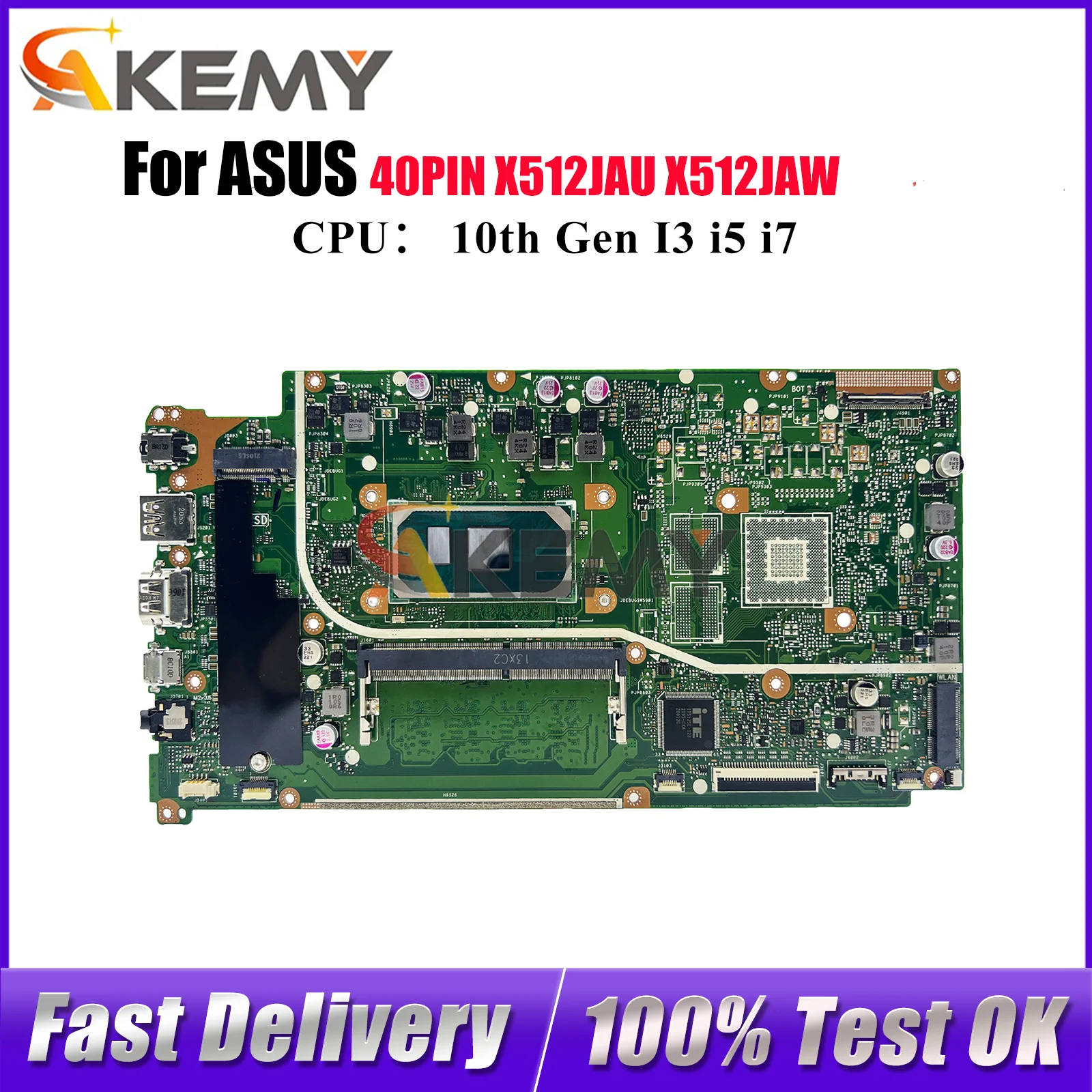 

X512JAU Laptop Motherboard For ASUS V5000J X512JP S512J X512JF X512JAW A512J X512J K512J F512J Mainboard With 10th Gen I3 i5 i7