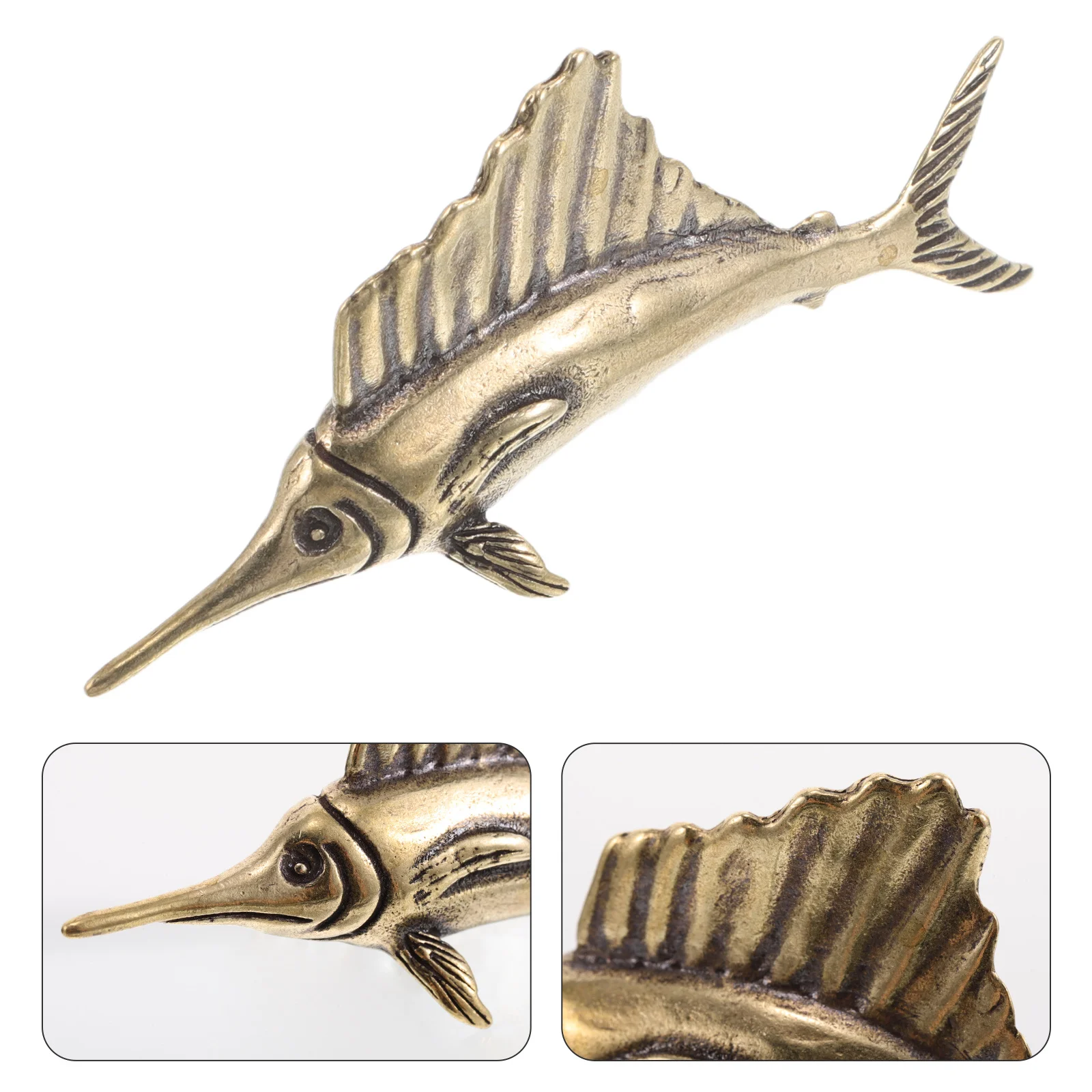 

Brass Ancient Bronze Tuna Statue Vintage Mini Metal Fish Ornament Ocean Creature Desktop Decoration Tea Ceremony Pet