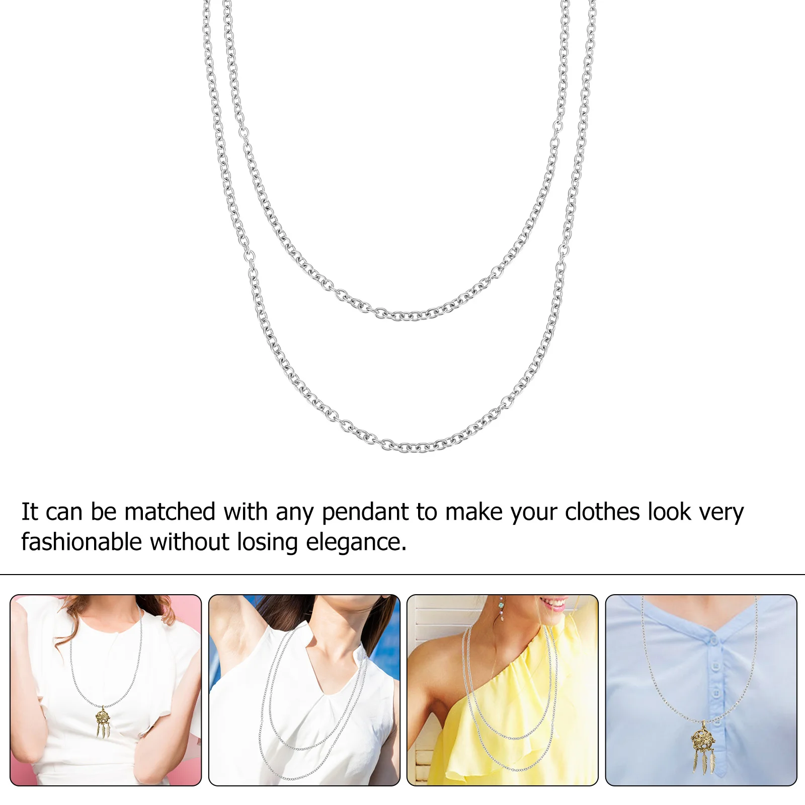 

4Pcs Premium Titanium Steel Jewelry Chains for DIY Necklace Making Strong Corrosion-Resistant Craft Chain Links DIY Accessories