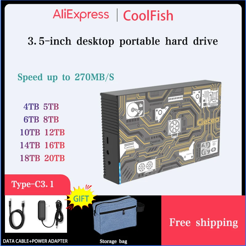 Imagem -01 - Coolfish-usb Disco Rígido Externo Disco Rígido Portátil para Desktop e Laptop Armazenamento Hdd 3.5