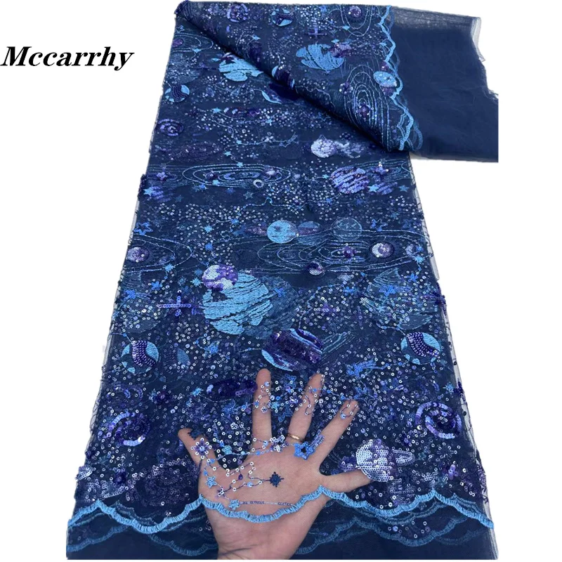 

Mccarthy 2024 High Quality African Tulle Lace Fabric Sequins Lace Fabric Luxury Sequins Embroidered Lace Fabric For Sewing