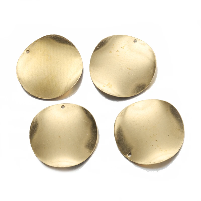 10Pcs/Lot Raw Brass Curved Tags Round Disc 30mm Circle Charms Pendant Findings For Diy Handmade Jewelry Earrings Necklace Making