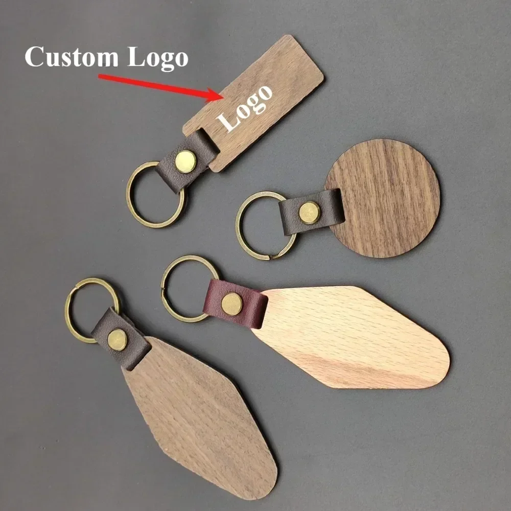 Fashion Small Pendant Woodiness Metal Car Keychain Custom Keychains Bulk Engraved Engraving Keyring Gift Souvenir Creative