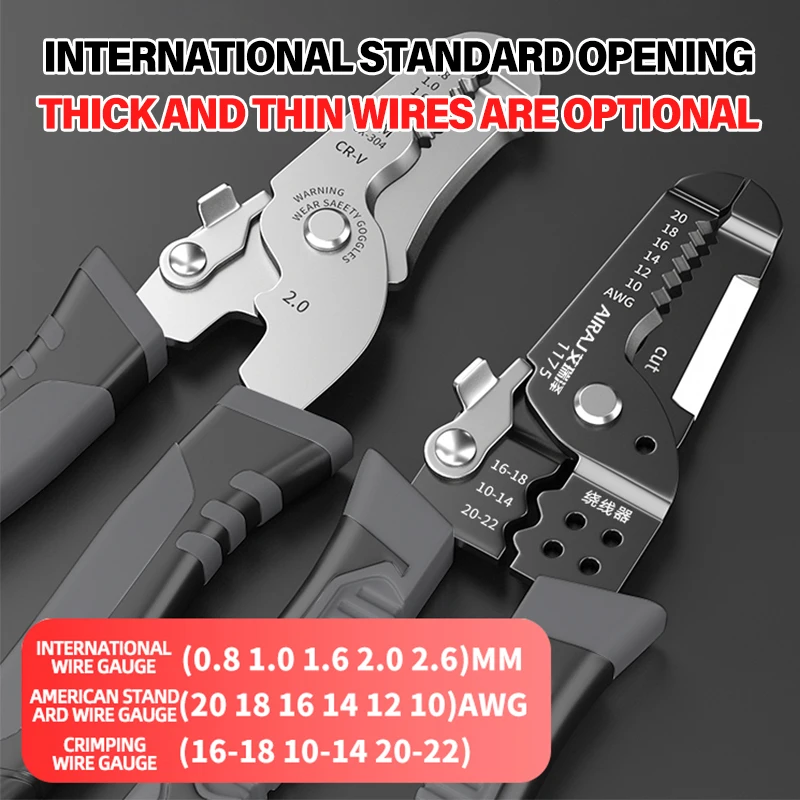 AIRAJ Multi functional Professional Electrician Wire Tool Cable Wire Stripper Cutter Crimper Automatic Crimping Stripping Plier