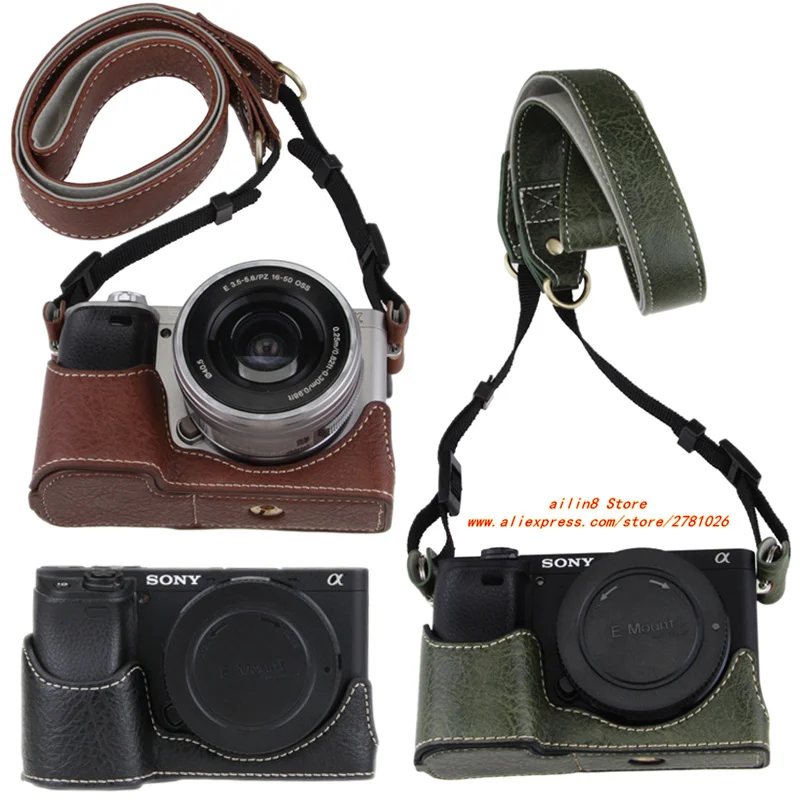 for sony ilce Alph a6400 a6300 a6100 a6000 pu Camera bag shell, face clip, handle, bottom support, protective cover