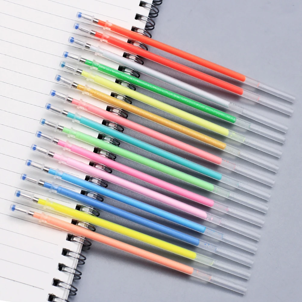 60 Colors Gel Ink Pen Refills 0.7mm Neon Glitter Metallic Pastel for Coloring Books Crafting Doodling Scrapbooking Drawing