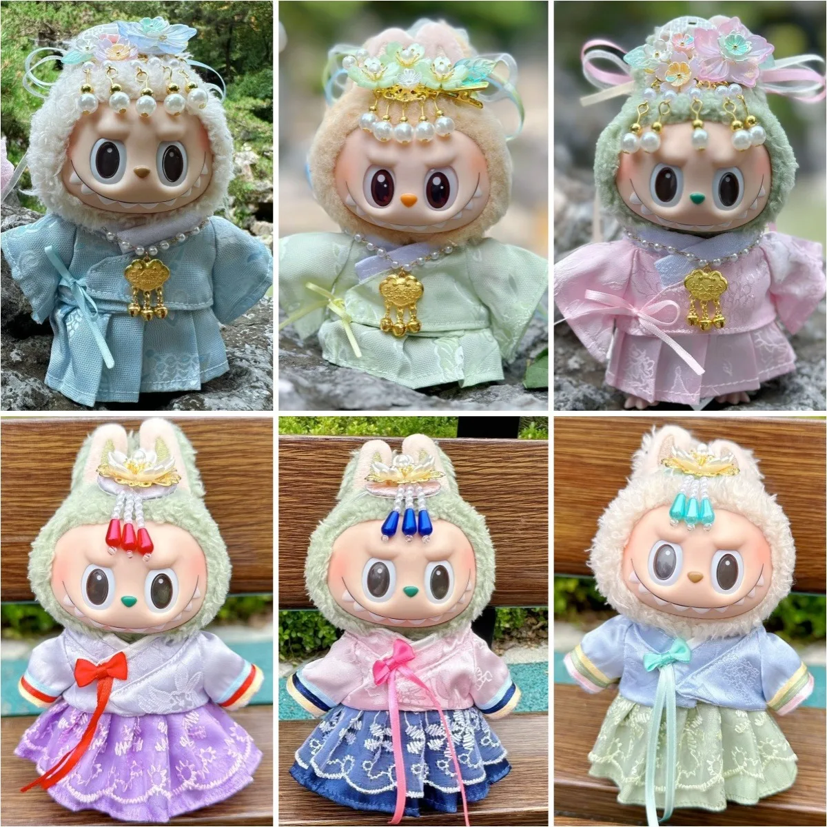 

Аксессуары для кукол Labubu 15/17 см для Ropa Labubu V1 V2 V3, традиционный набор одежды ханбок с заколкой для волос