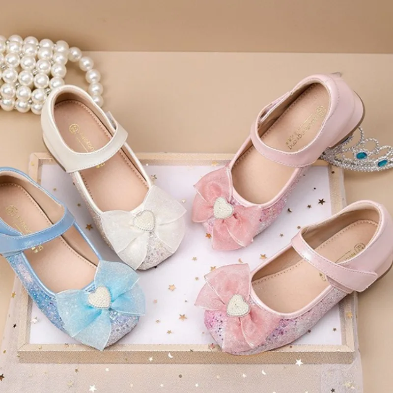 Girl Bow PrincessShoe2026Summer New Korean Edition Cute Child Soft Soled SingleShoe Fashion Girl Student Performance Loafer Shoe
