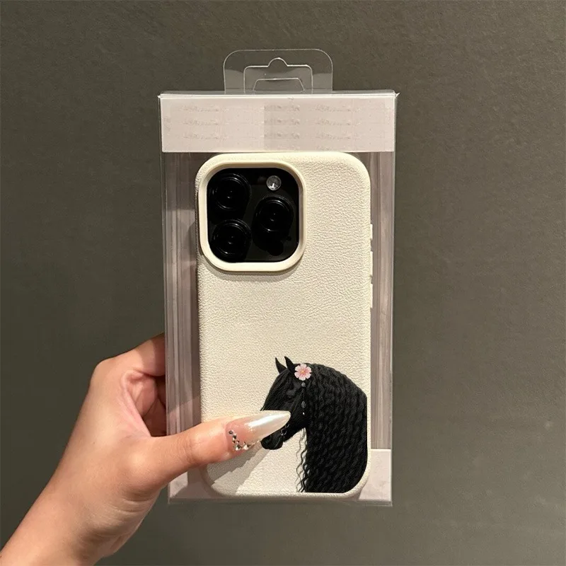 حافظة هاتف لهاتف آيفون 17 11 13 12 14 15 16 Pro Max XS X XR 16E 16 Plus 17 تتميز بالهواء مع غطاء تصميم الخيول والزهور #3