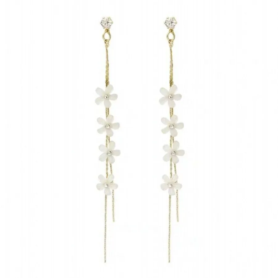 

Women's Long Flower Fringed Zircon Earrings
