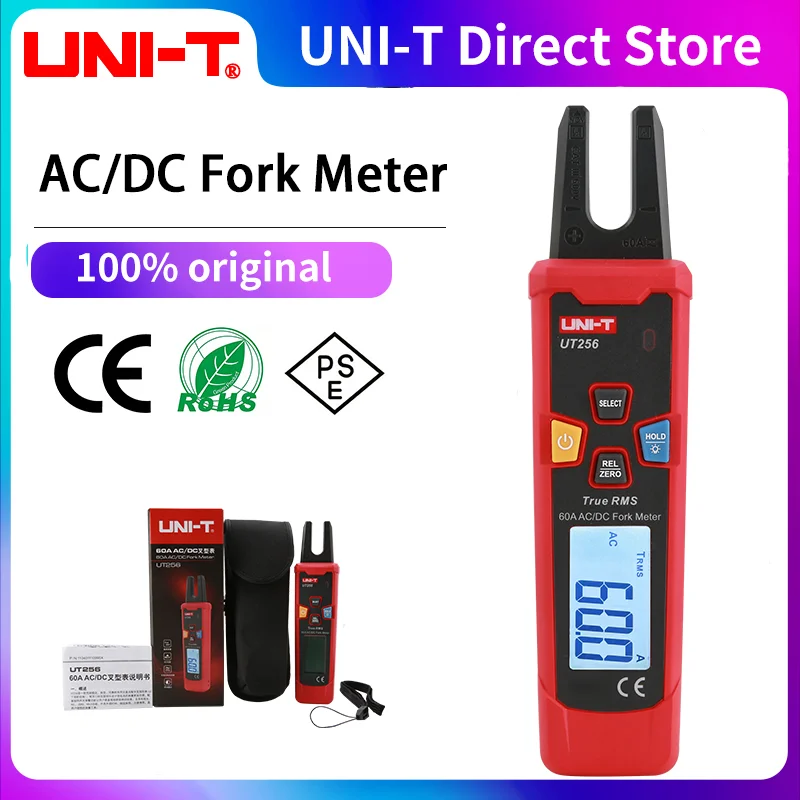 UNI-T UT256 Fork Meter 60A AC DC Current Clamp Meter Digital True RMS Pliers Ammeter NCV Tester High Precision