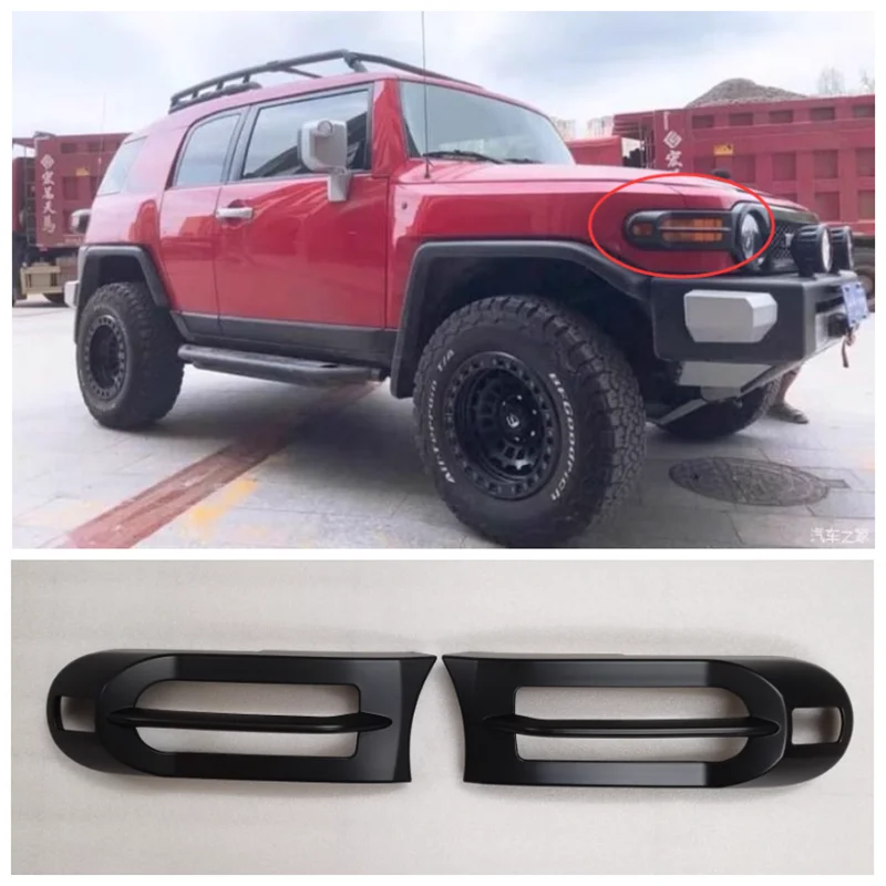 

For Toyota FJcruiser 2012-2023 High Quality ABS Black Front And Rear Lampshade Turn Signal Frame Taillight Frame