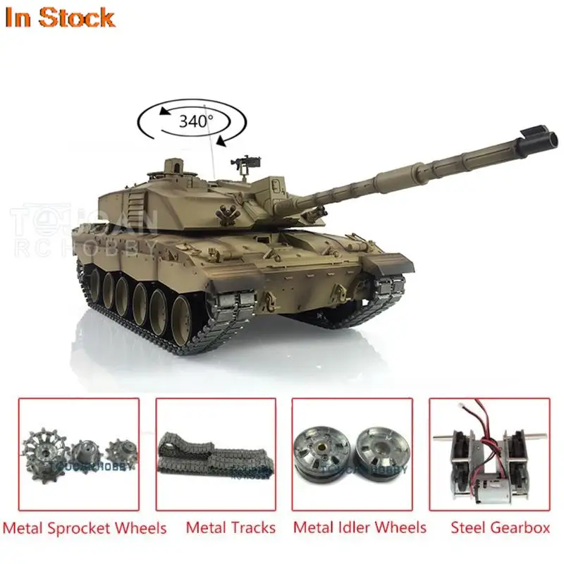 Heng Long 1/16 échelle 7.0 amélioré Challenger II RTR RC Tank 3908 pistes métalliques moteur de fumée unité BB boîte de vitesses en acier tendeur TH17737