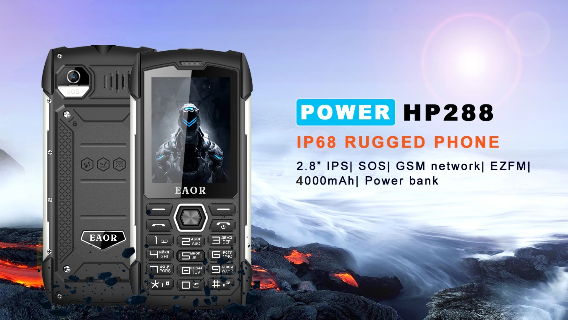 Imagem -02 - Impermeável Rugged Lanterna Push-button Celular Power Bank Mobile Phone Desbloqueado fm Torch Cheap Shockproof Ip68 4000mah