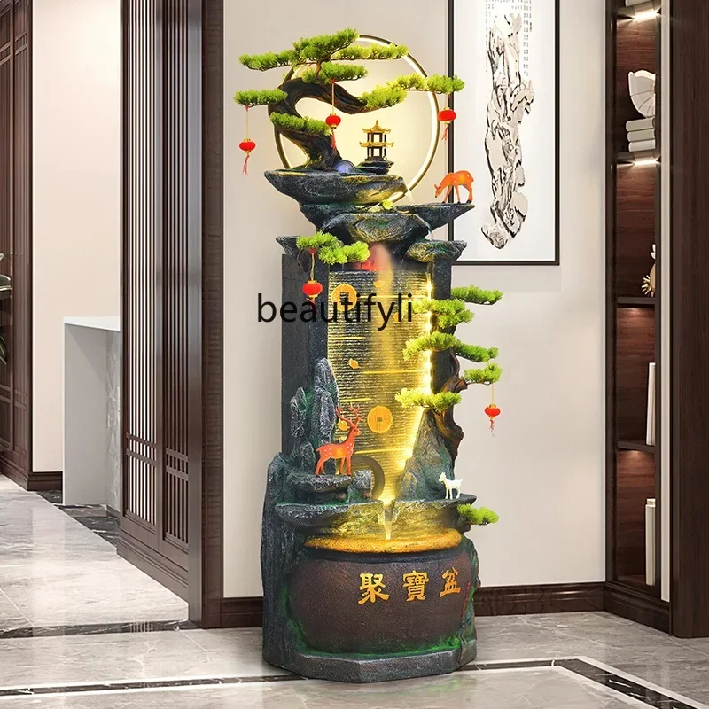 LXChinese floor-to-ceiling flowing water ornament, circulating water to attract wealth, living room rockery water featureSSS