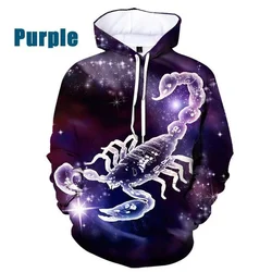 Legal moda 3d impresso moletom com capuz animal scorpion personalidade masculina moletom com capuz moletom