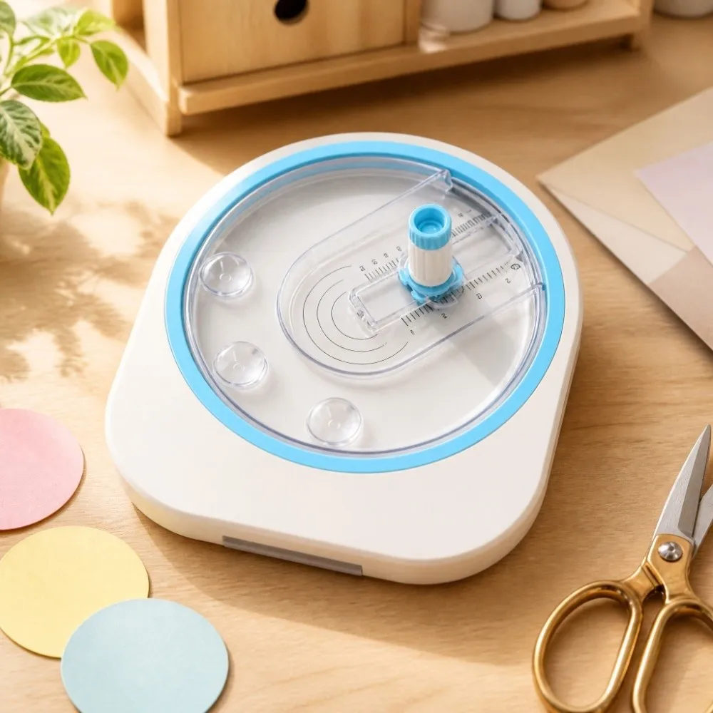 360° Rotating Circle Cutter 2-10cm Diameter Multiple Sizes Round Paper Cutter Adjustable Heavy-Duty Circle Punch Scrapbooking