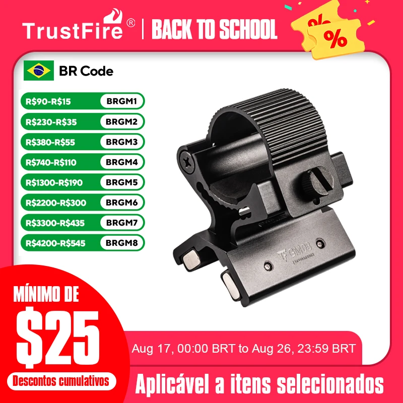 TrustFire GM03 Suporte magnético para lanterna, suporte universal para arma magnética de força para caça, lâmpada tática