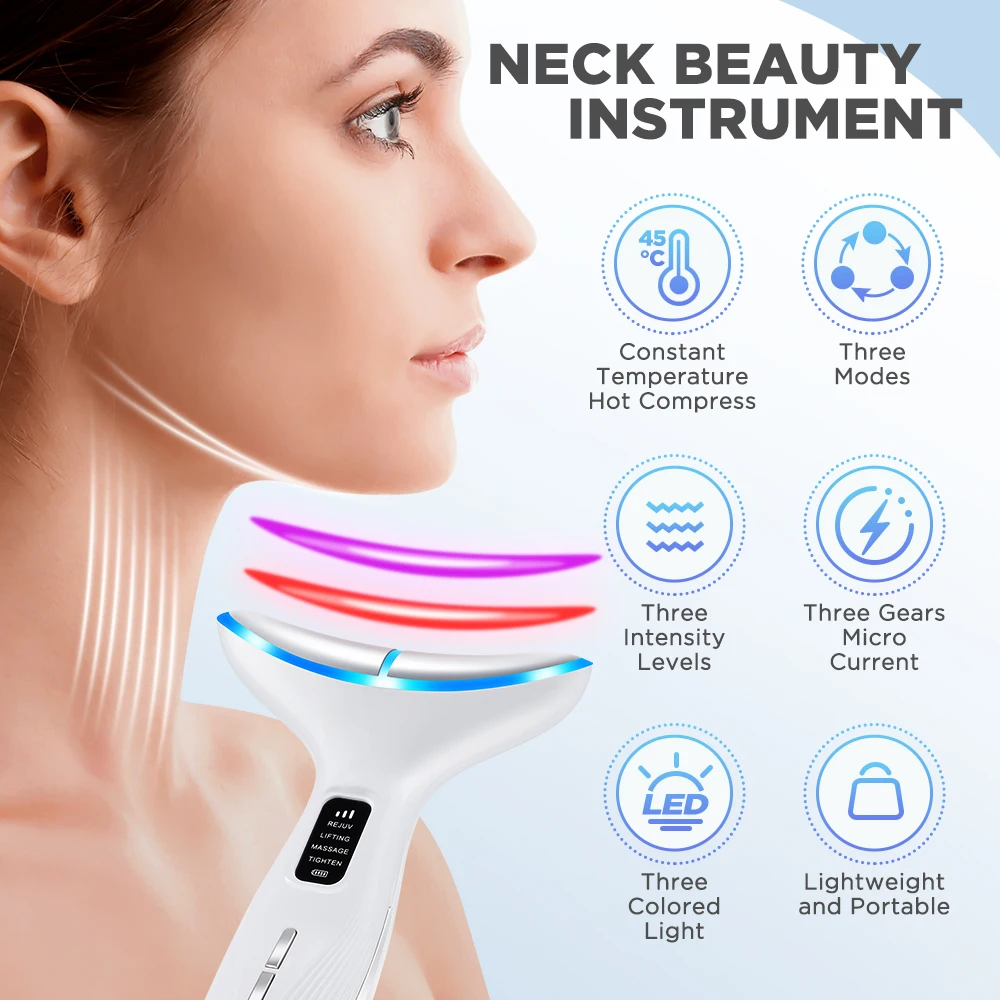 EMS Microcurrent Chin Lifting Face Neck Beauty Device LED Photon Firming Rejuvenation Anti Wrinkle Facial Massager Skin Care