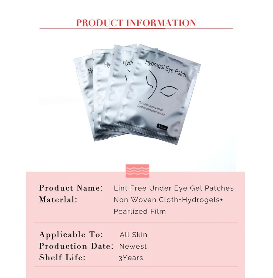 ANJOSIRMA-Extensão dos Cílios Postiços, Eye Stickers, Patches de Hidrogel, Sob Eye Pads, Ferramentas De Maquiagem, Enxertando Cílios, 50 Par