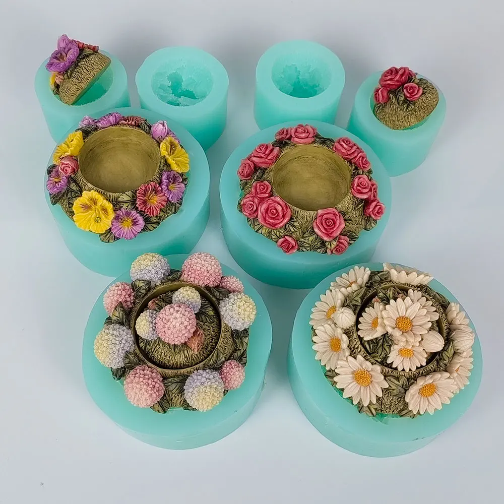 

3D Flower silicone mold Rose Jar Magritte Clay Mould fondant, cupcake, jelly Molds, candy, chocolate, decoration