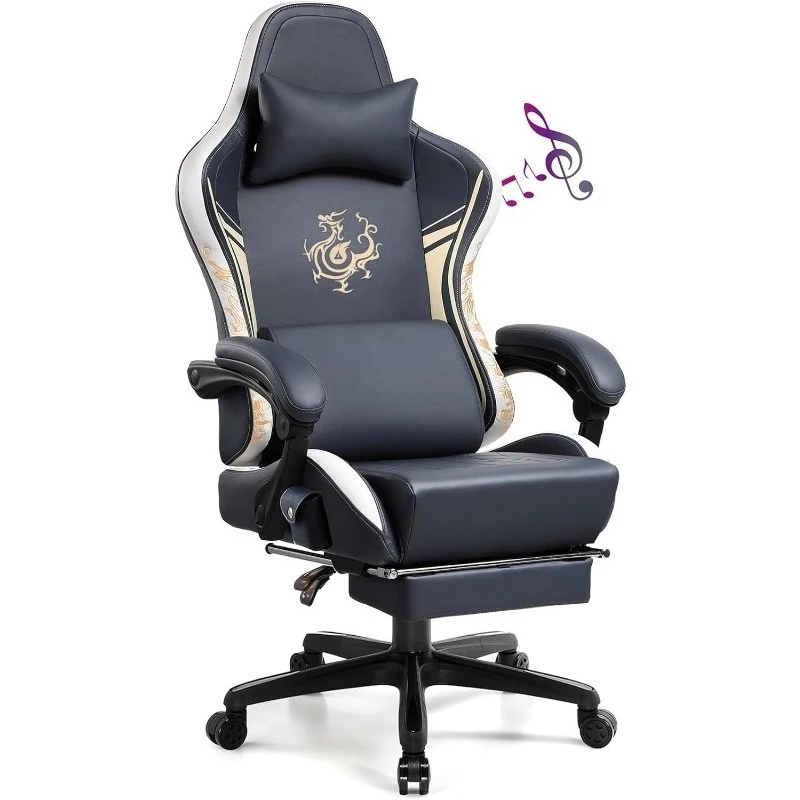 

Gaming Chair with Bluetooth Speakers and Footrest, Dragon Series Video Game Chair, Heavy Duty, Ergonomic, Esports Compu