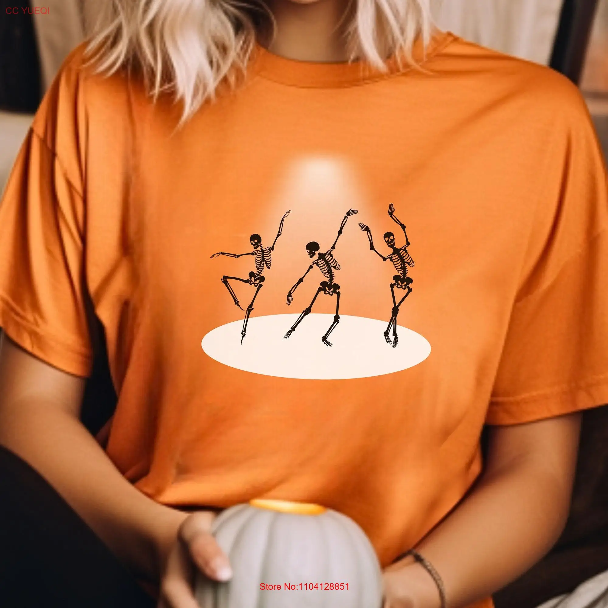 Halloween Dancing Skeletons T Shirt Funny in the Spotlight long or short sleeves