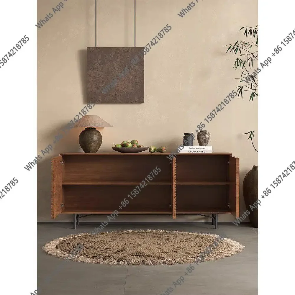

BJ Nordic Style Solid Wood Dining Side Cabinet Modern Simple Storage Living Room Geometric Texture Decoration Fashion
