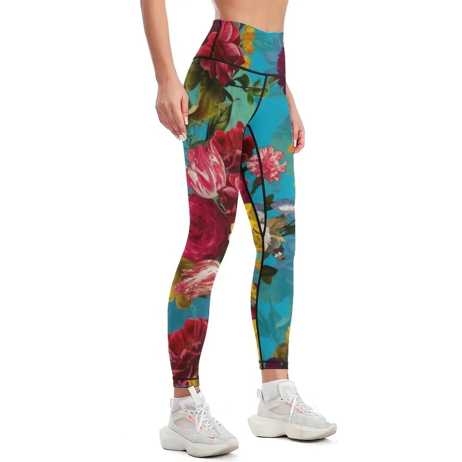 Moody florals - Mystic Night 7 Leggings Golf wear push up fitness Womens Leggings